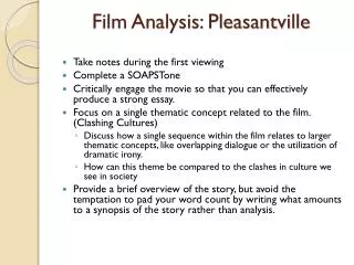 Film Analysis: Pleasantville