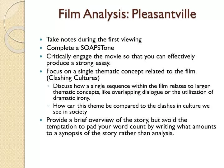 film analysis pleasantville
