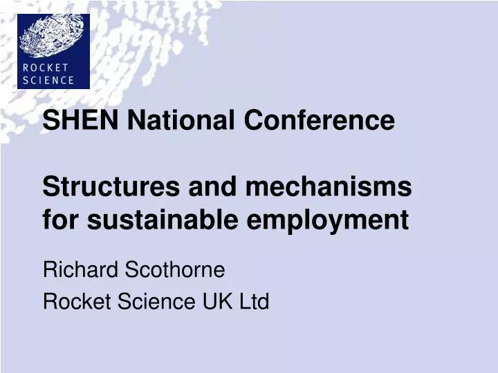 shen national conference structures and mechanisms for sustainable employment