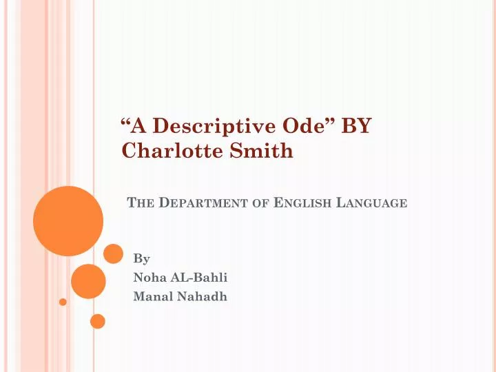 a descriptive ode by charlotte smith the department of english language