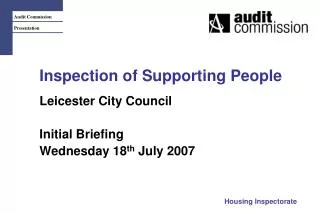 Inspection of Supporting People