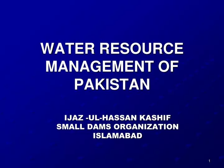 water resource management of pakistan