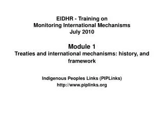 Indigenous Peoples Links (PIPLinks) piplinks