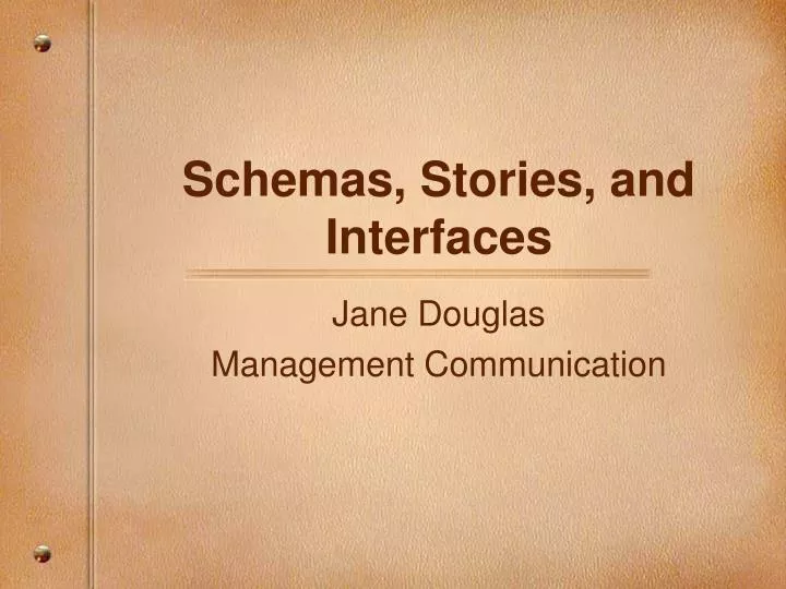 schemas stories and interfaces