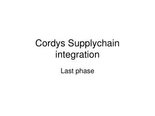 Cordys Supplychain integration