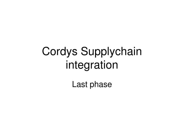 cordys supplychain integration