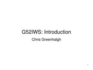 G52IWS: Introduction