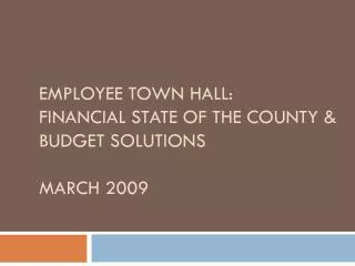Employee Town hall: Financial State of the County &amp; Budget Solutions March 2009