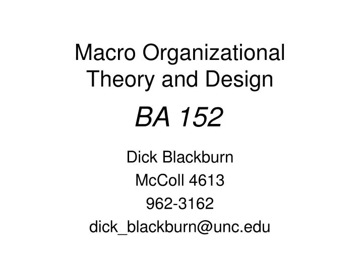 macro organizational theory and design