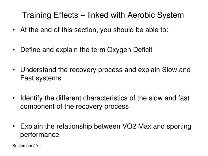 training effects linked with aerobic system