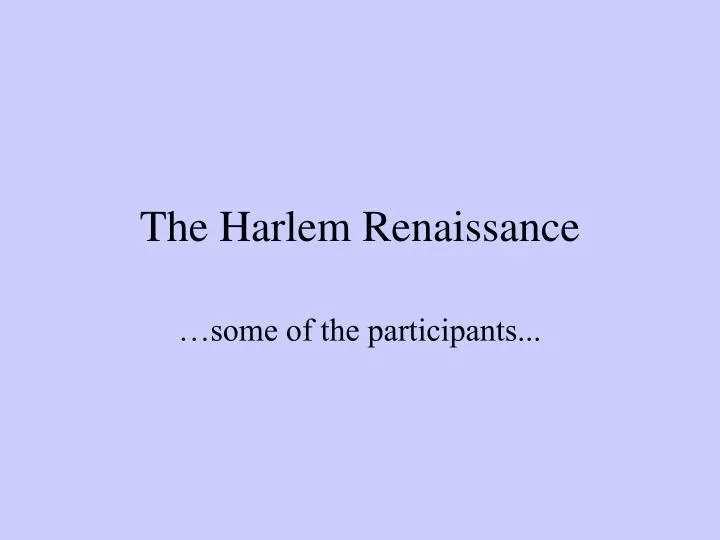 the harlem renaissance