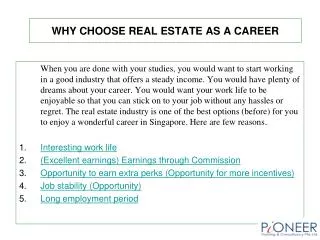 Why Choose Real Estate as a Career
