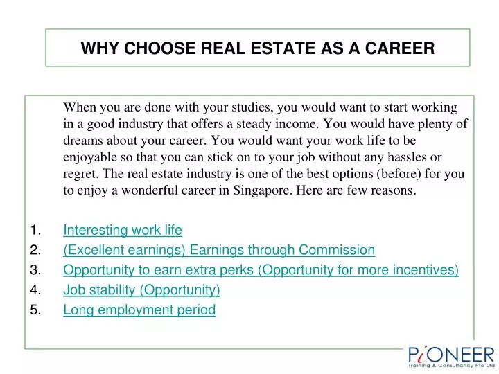 why choose real estate as a career