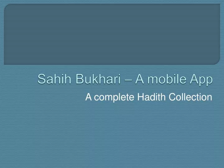 sahih bukhari a mobile app