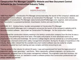 Construction Pro Manager Launches Website