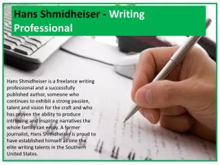 Hans Shmidheiser - Writing Professional
