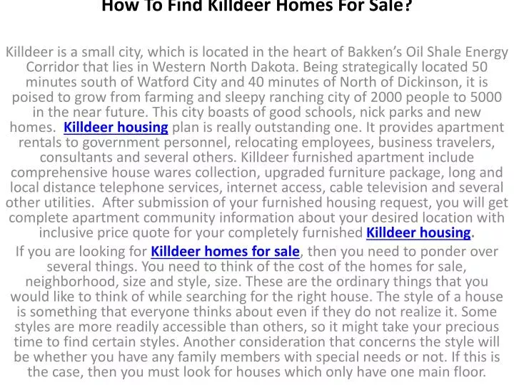 how to find killdeer homes for sale