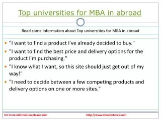 Top universities for MBA in abroad