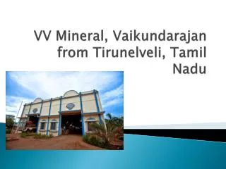 VV Mineral, Vaikundarajan from Tirunelveli, Tamil Nadu