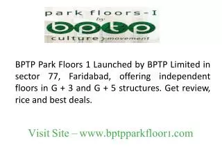 BPTP Park Floors 1 Faridabad