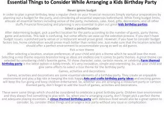 Essential Things to Consider While Arranging a Kids Birthday