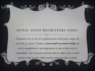 hotel staff recruiters India