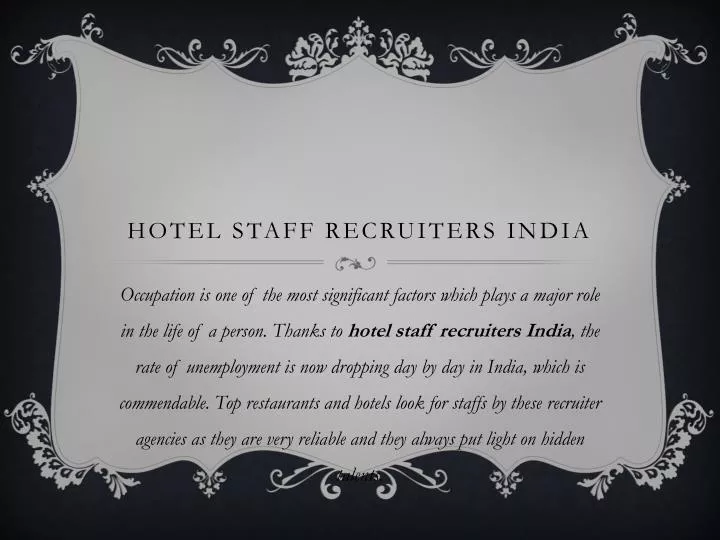 hotel staff recruiters india