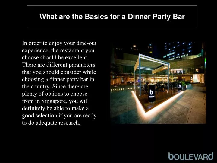 what are the basics for a dinner party bar