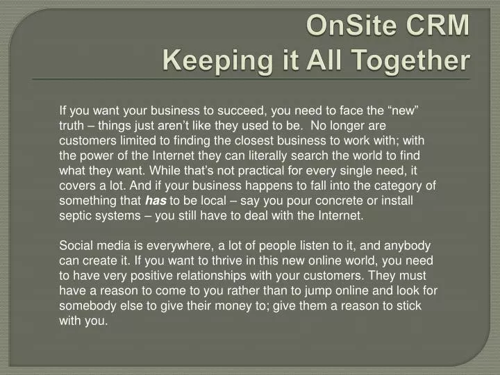 onsite crm keeping it all together