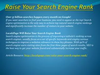 Raise Your Search Engine Rank