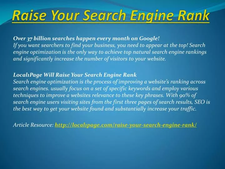 raise your search engine rank