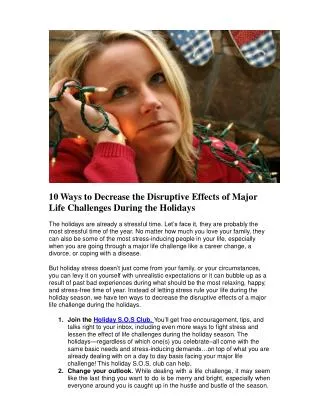 10 Ways to Decrease the Disruptive Effects of Major Life Cha