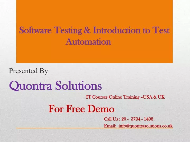 software testing introduction to test automation