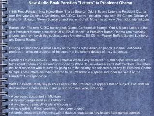 New Audio Book Parodies "Letters" to President Obama