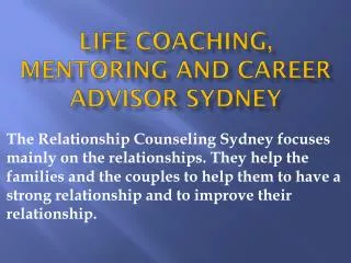 Life Coaching, Mentoring and Career Advisor Sydney