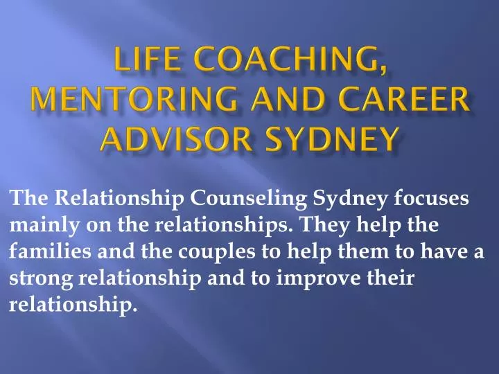 life coaching mentoring and career advisor sydney