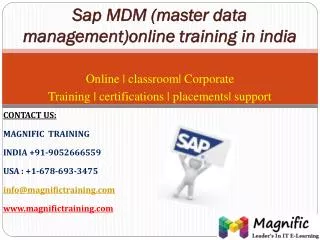 Sap mdm (master data management)online training in india
