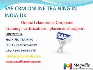 SAP CRM ONLINE TRAINING IN INDIA,UK