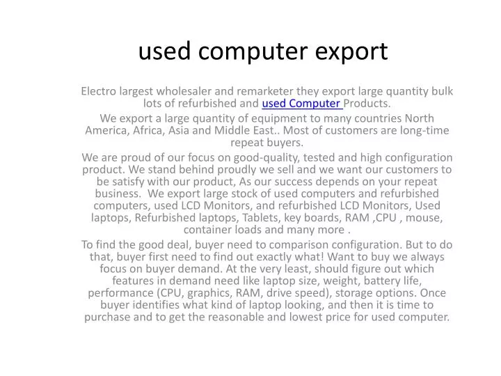 used computer export