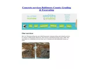 Concrete services Baltimore County Grading & Excavating