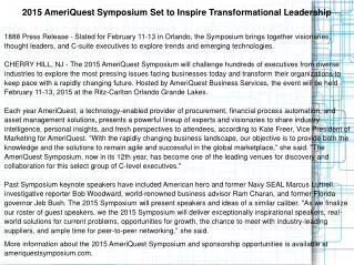 2015 AmeriQuest Symposium Set to Inspire