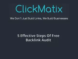 5 Effective Steps Of Free Backlink Audit 0
