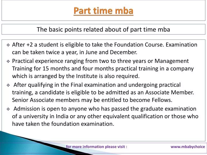 part time mba