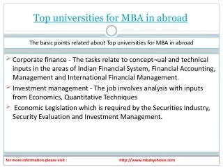 View about top universites for mba in abroad