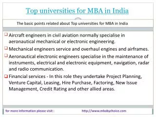 Some information about top universities for mba in india