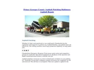 Prince Georges County Asphalt Patching