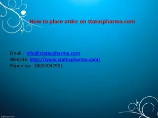 How to place order of Femera on statespharma?