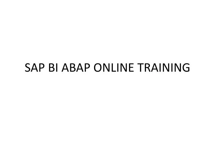 sap bi abap online training