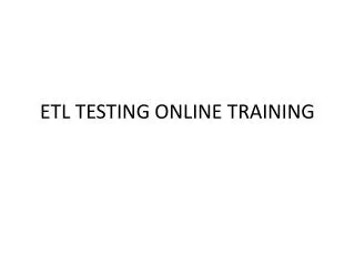 ETL TESTING Online Training | Online ETL-TESTING Training in