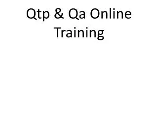 Qtp Online Training | Online Qtp Training